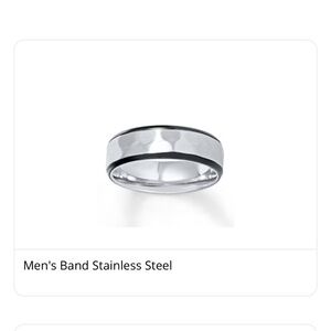 Stainless Steel Black Outline Silver Inside With Detail Wedding Band Mens Sz 12